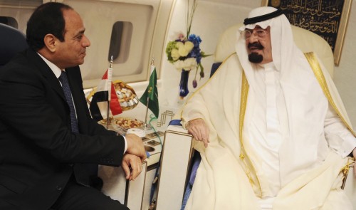 Saudi Arabia's King Abdullah meets Egypt's new president Abdel Fattah al-Sisi during his visit to Cairo