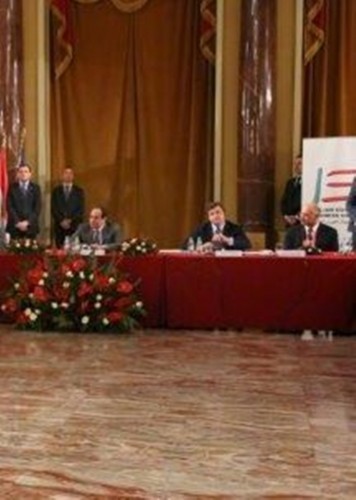 Egitto President El Sisi with Italian vice minister Carlo Calenda  and ing Khaled Abu Bakr
