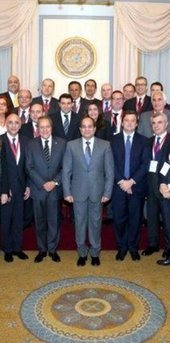 Egitto President El Sisi with Carlo Calenda and Khaled Abu Bakr  and Mauro Moretti
